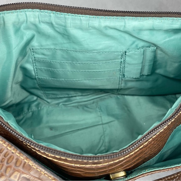 VINTAGE Tommy Hilfiger Shoulder Purse - Olive/Tan Crocodile Print Leather 🤎 - Picture 7 of 9